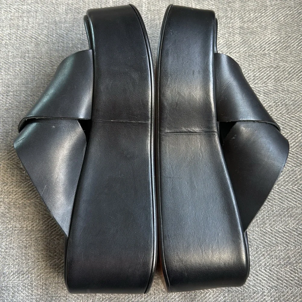 Women's Black Platform Slide Sandals